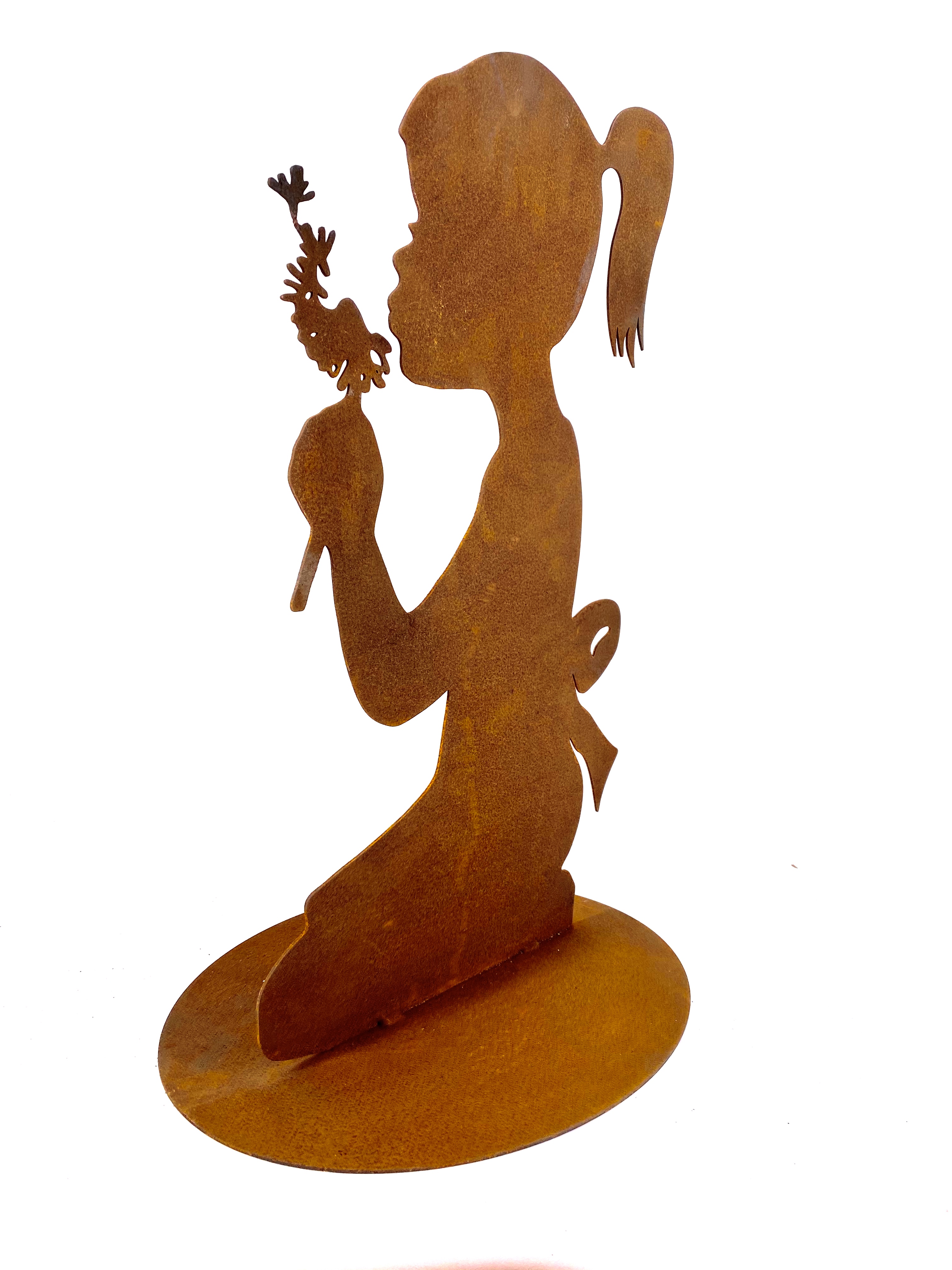 Edelrost Mädchen mit Pusteblume 60cm