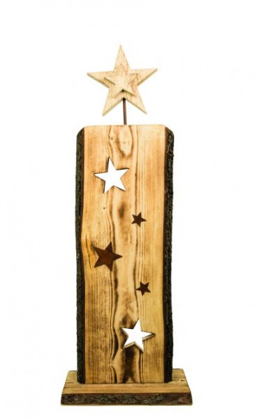 Holzständer Stern mit Edelrost Dekor angeflammt 100cm